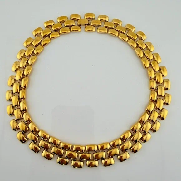 Heavy 124g Vintage AFJ Gold-Tone Panther Link Collar Necklace Bold Runway Choker - Picture 9 of 12